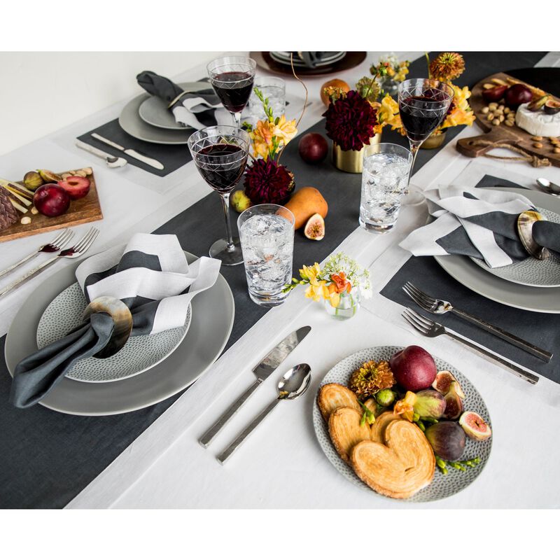 Solino Home Festive Edge 100% Linen Table Runner &ndash; Handcrafted, Machine Washable, Perfect for Holiday and Everyday Dining