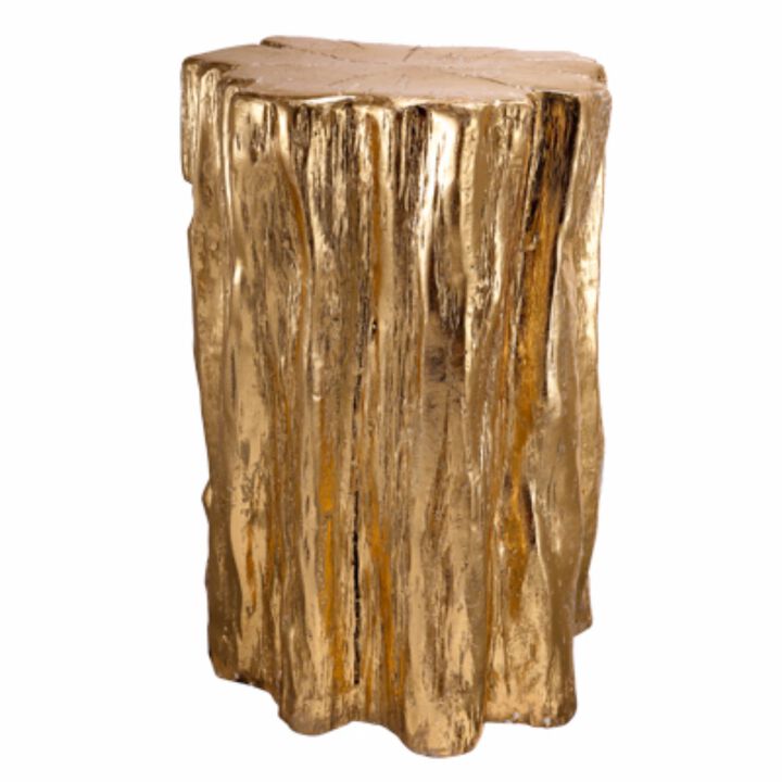 Well Designed Nature Inspired Tree Trunk Stool, Gold-Benzara