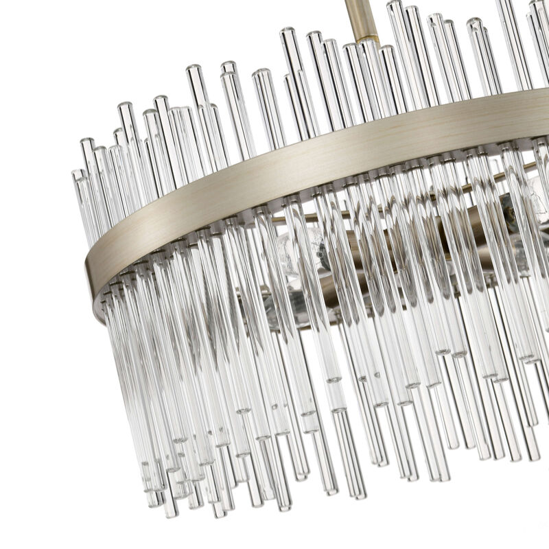 Alda 4-light Brushed Silver-ish Champagne Clear Glass Bars Flush Mount image number 5