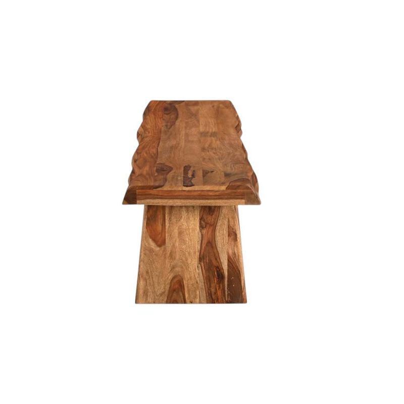 HomeRoots 68" Brown Solid Wood Live Edge Dining Bench image number 3