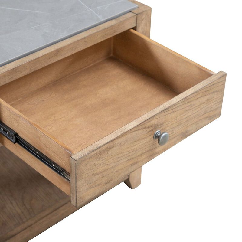 Liberty Furniture Millstone End Table with Unique Tile Top for Living Room - Nutmeg Oak Wood image number 6