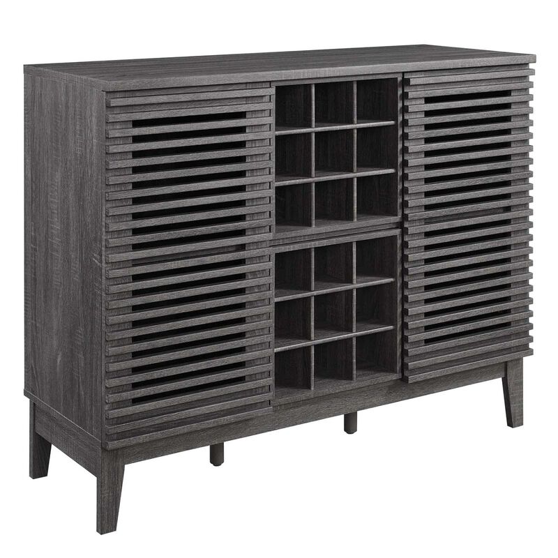 Modway Render Mid-Century Modern Wine Bar Cabinet in Charcoal 17 x 46 x 37 image number 0