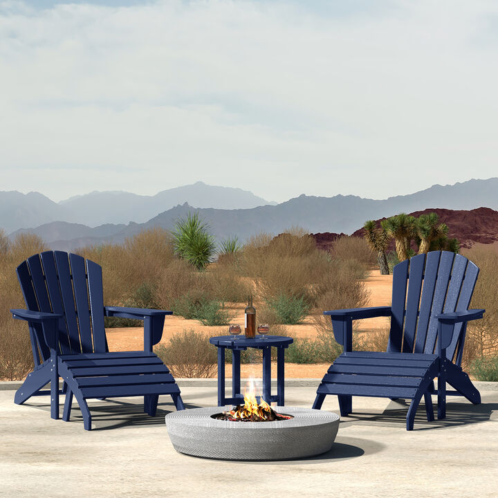 WestinTrends Outdoor Adirondack Chair With Ottoman And Side Table 5-Piece Set