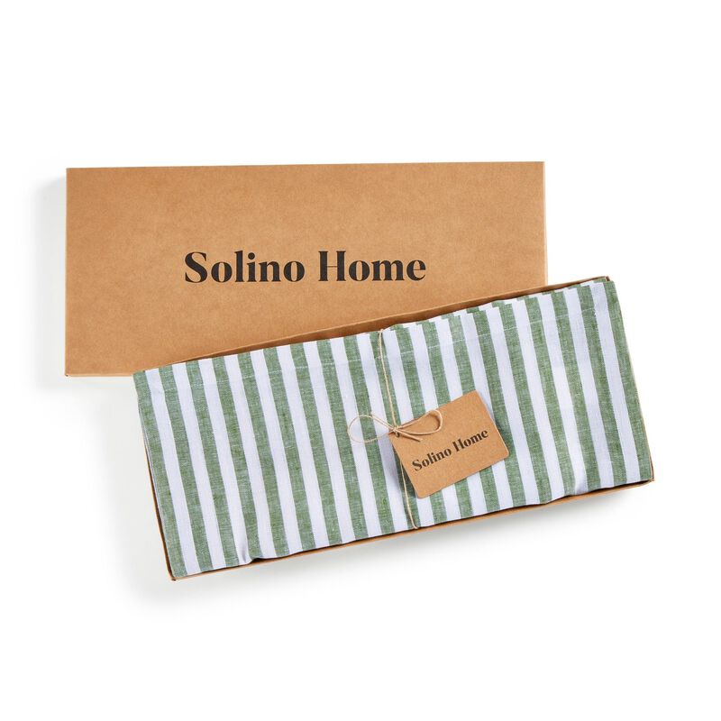 Solino Home Amalfi Stripe 100% Linen Table Runner &ndash; Handcrafted, Machine Washable, Perfect for Holiday and Everyday Dining
