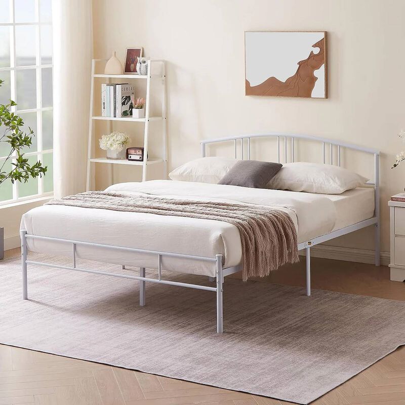 Sturdy Metal Platform Bed with Graceful Arched Headboard &ndash; Easy Assembly image number 2