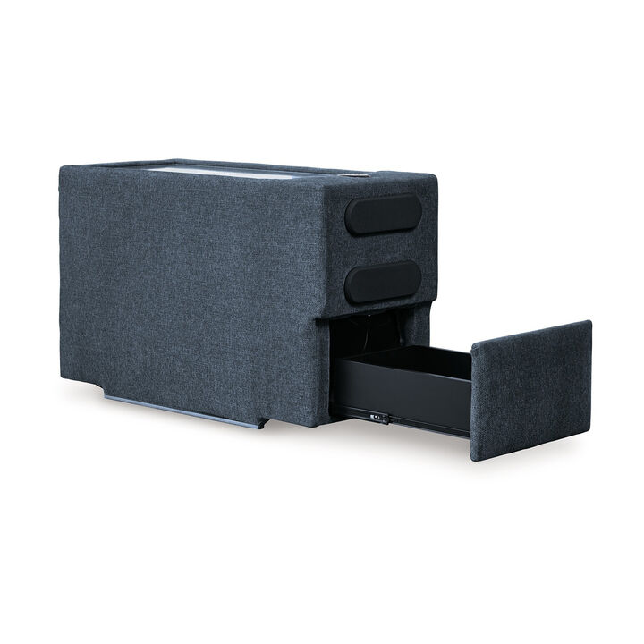 Meso Modular Console Side Table, Audio System Ink Blue Nuvella 37 Inch