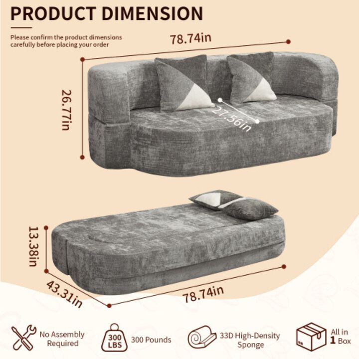 GOODSILO Convertible Eggshell Sleeper Sofa Bed with Plush Upholstery and 33D High Density Foam for Small Space Living Rooms Bedrooms Apartments