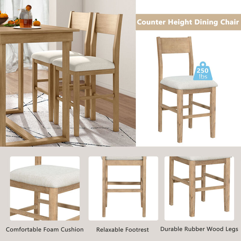 Merax Farmhouse Counter Height 5-Piece Dining Table Set