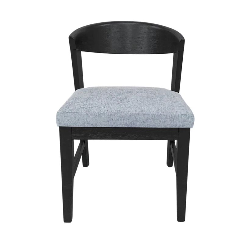 Vecy Side Chair Set of 2, Gray Fabric Seat, Curved Back, Vintage Black image number 2