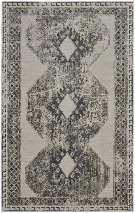 HomeRoots Abstract Power Loom Worn Faded Area Rug