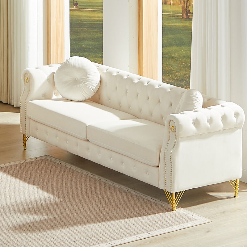 Wapces 82-Inch Velvet Chesterfield sofa image number 2