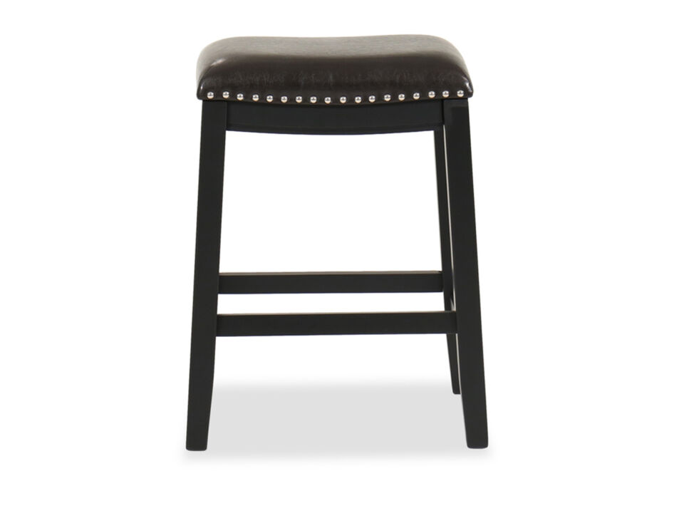 Lemante Nailhead Accented Counter Stool in Chocolate