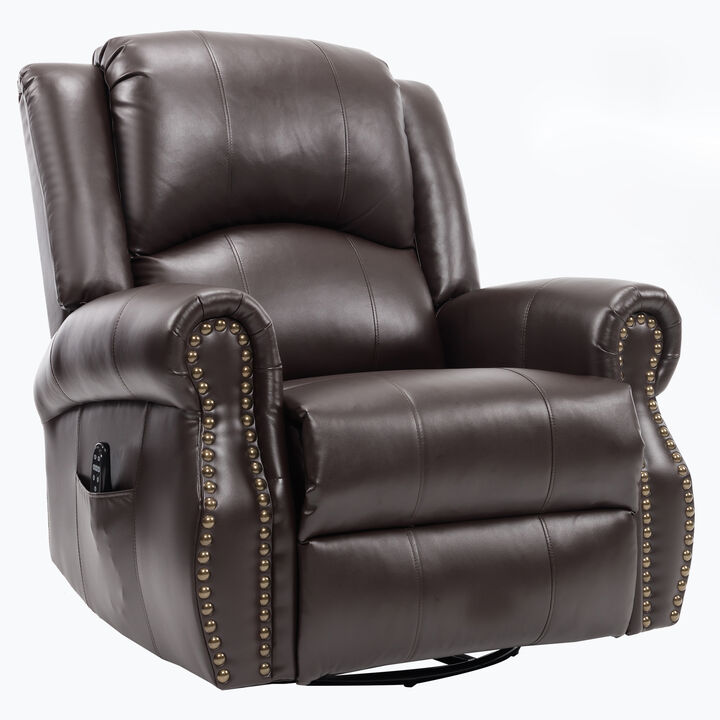 Faux Leather Recliner Chair Rocker Swivel Chair Manual Recliner with Heat & Massage