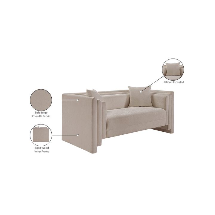 Meridian Furniture Everett Beige Chenille Fabric Loveseat