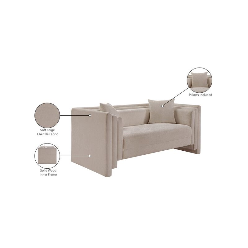 Meridian Furniture Everett Beige Chenille Fabric Loveseat