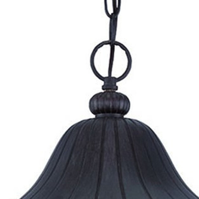 Hivvago XL Three Light Matte Black Leaf Detail Hanging Light