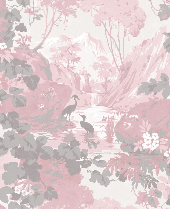 Eden Pink Crane Lagoon Wallpaper