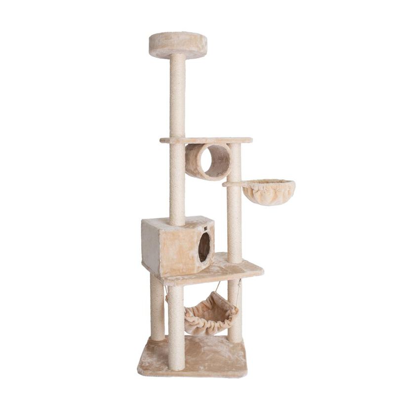 Armarkat 72 H Pet Real Wood Cat Tower, Tower Entertainment Furniture, Basket, Perch