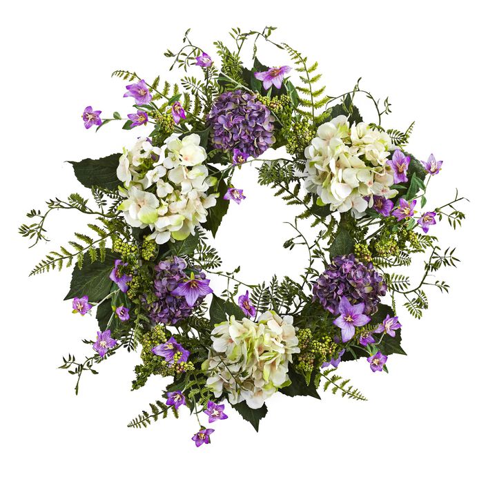 Hivvago 24'' Hydrangea Berry Wreath
