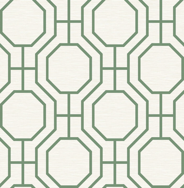Manor Green Geometric Trellis Wallpaper