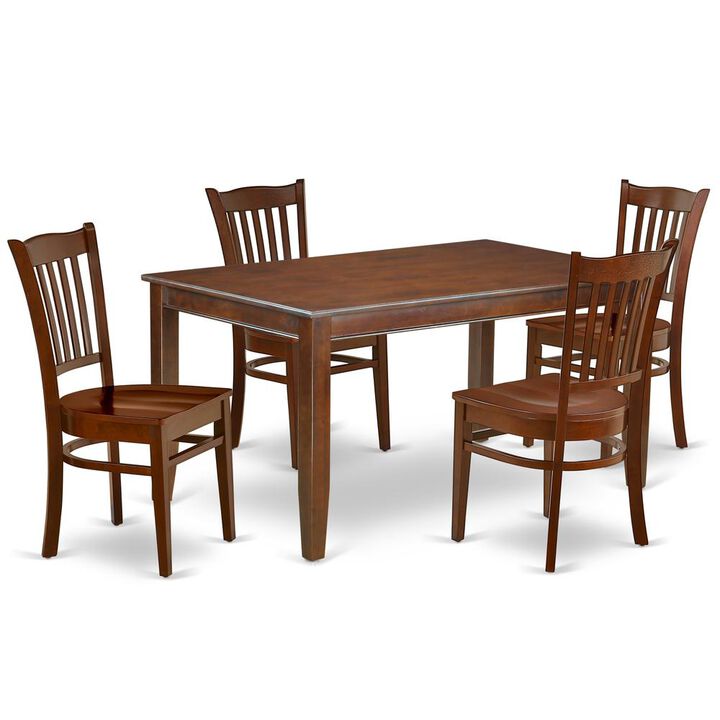 East West Furniture Dining Room Set Mahogany, DUGR5-MAH-W
