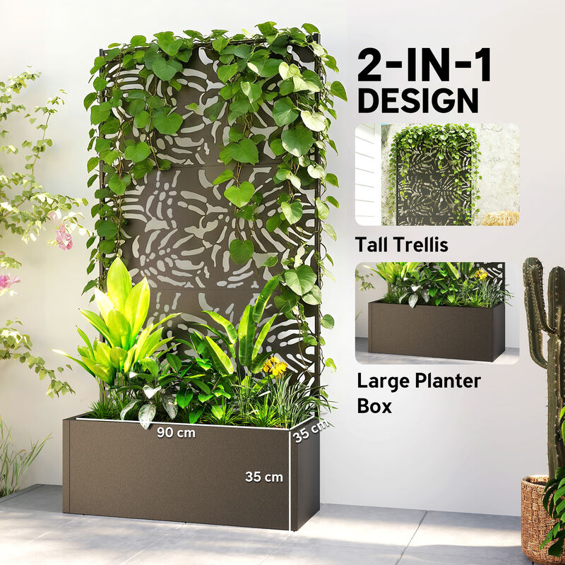 Hivvago Raised Metal Planter with Privacy Trellis and Drainage image number 3