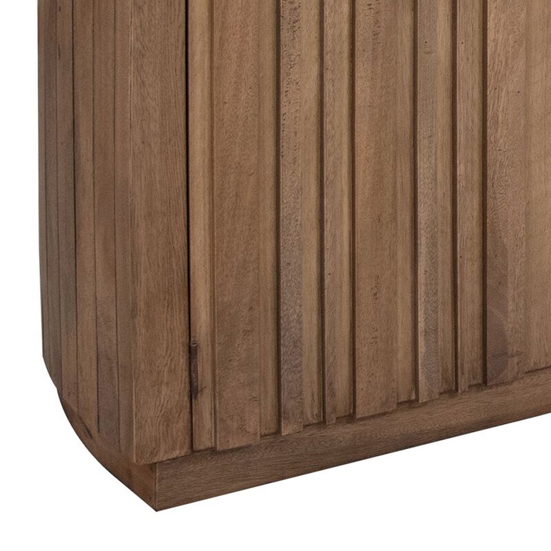 Okai 70 Inch TV Media Entertainment Console, Drawers, Brown Solid Wood - Benzara image number 3