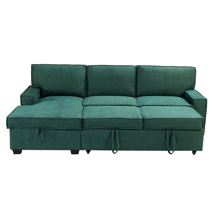 Celadon PUll Out Sleeper Sofa Chaise TEAL