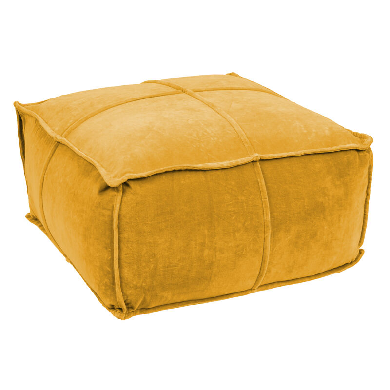 Square Cotton Velvet Pouf Seat, Goldenrod Yellow image number 0