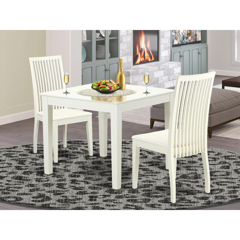 East West Furniture Dining Room Set Linen White, OXIP3-LWH-W