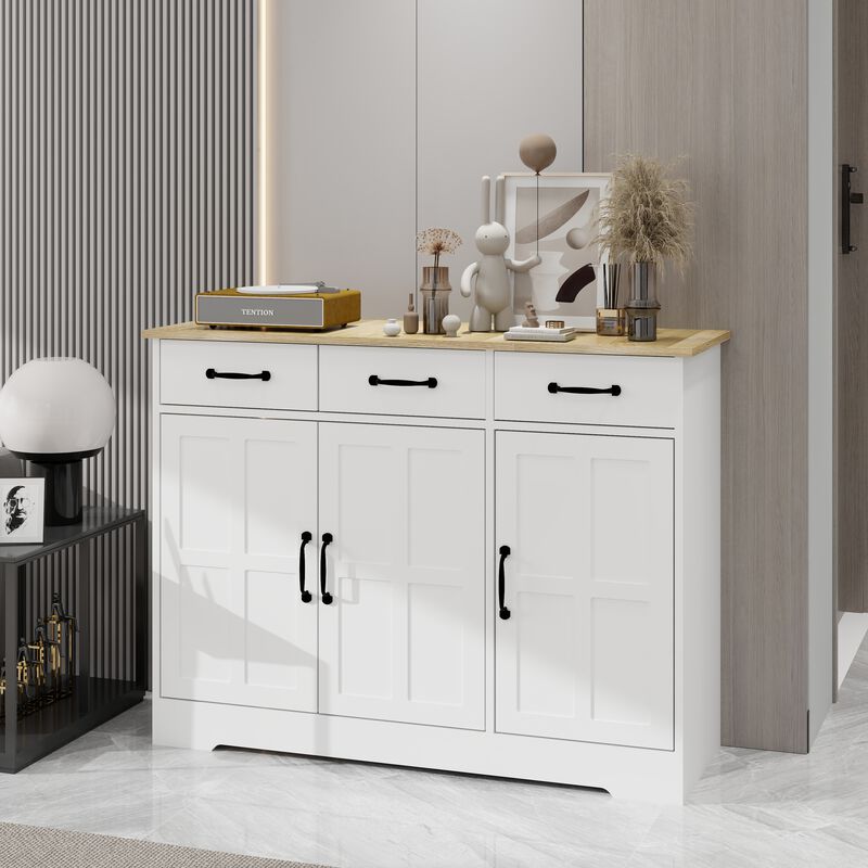White Wood 42.72 in. Sideboard with Shaker Style Design Doors