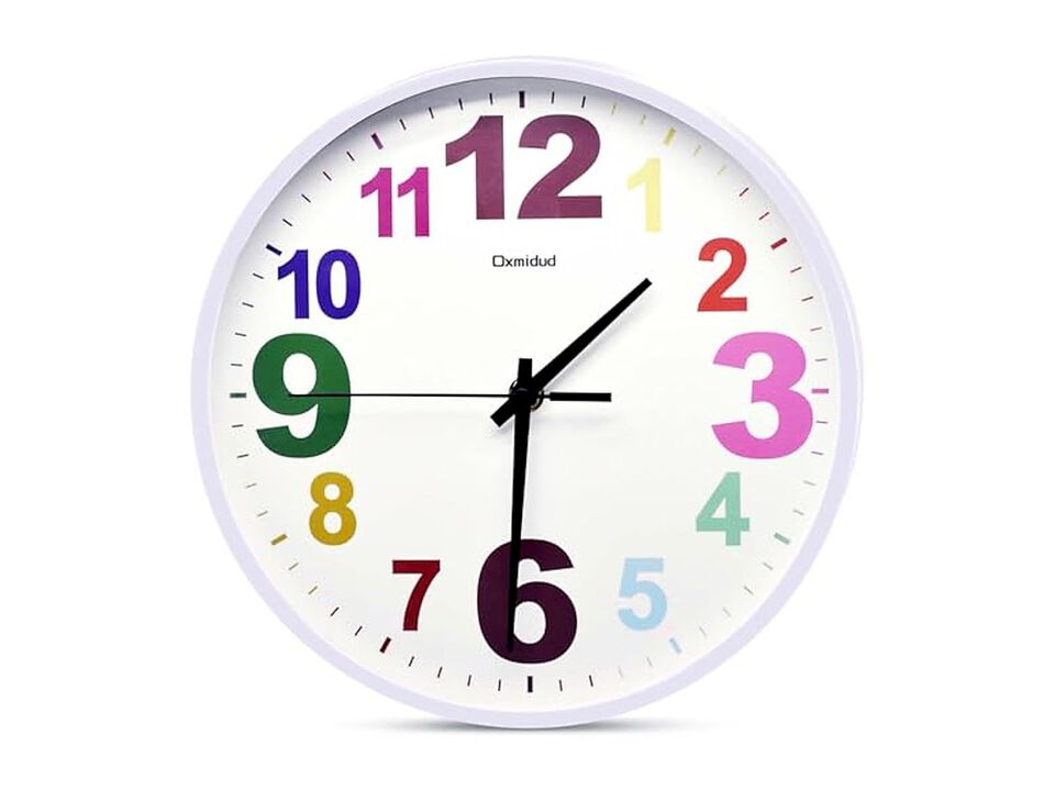 Multi Colored Christmas Birthday White Wall Clock 10 Inch Silent Non Ticking