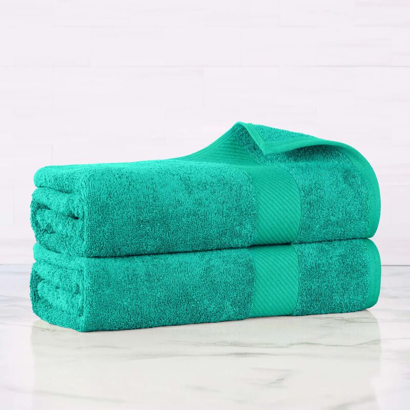 2-Piece Egyptian Cotton Bath Sheet Set &ndash; Luxury Soft & Thick Towels with Border image number 1