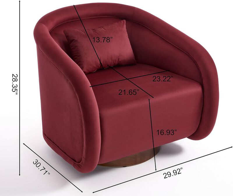 Envelor Luxury Boucle Velvet 360&deg; Swivel Barrel Accent Chair image number 5