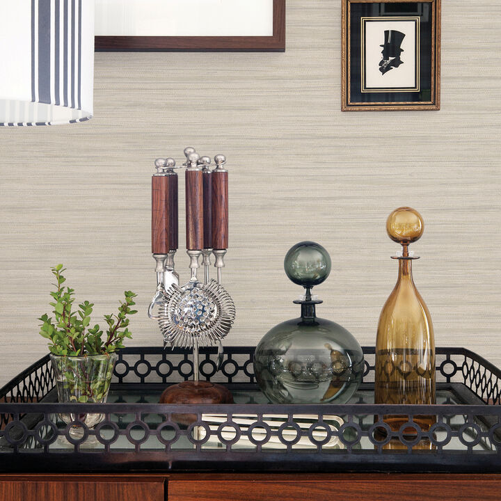 Barnaby Light Grey Faux Grasscloth Wallpaper