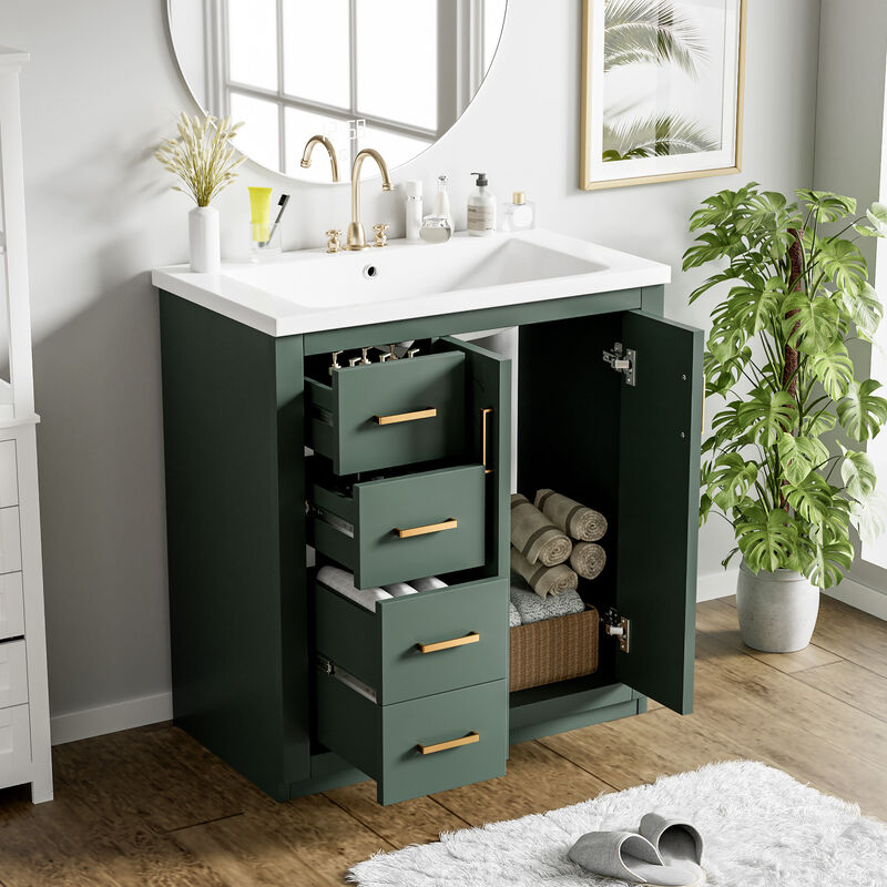 ELEMENT ACE Modern 30-Inch Bathroom Vanity with Ceramic Sink Combo and Storage Cabinet image number 5