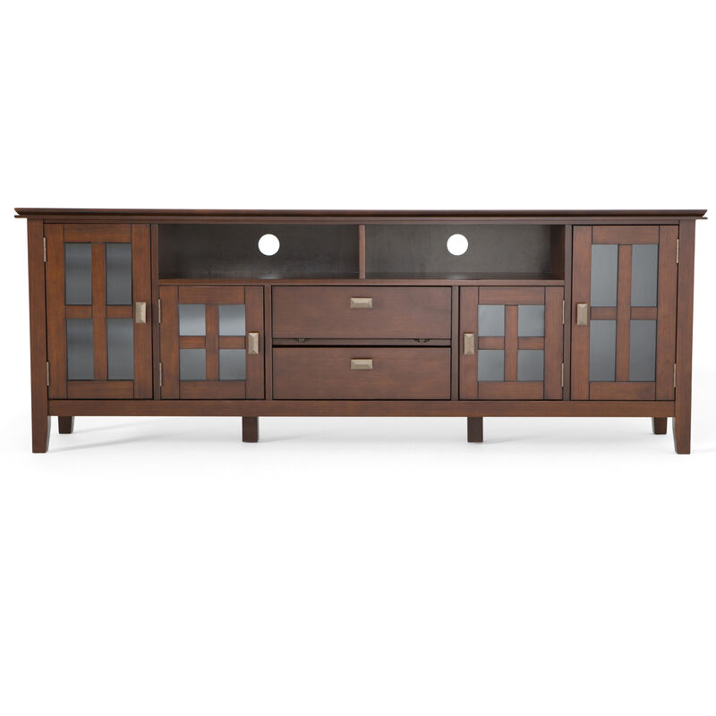 Artisan SOLID WOOD 72 inch Wide Transitional TV Media Stand in Russet Brown For TVs up to 80 inches image number 2