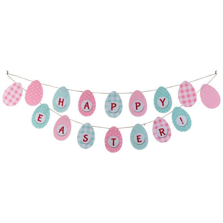 70" Pastel Checkered and Striped "Happy Easter" Hanging Banner