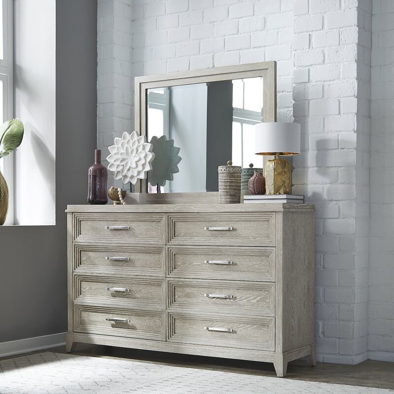 Liberty Furniture Dresser & Mirror in Rubberwood Solids w/ Split Heart Oak Veneers image number 1