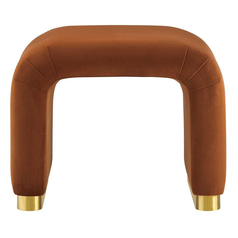 Modway Koda 24" Performance Velvet Upholstered Waterfall Stool or Side Table in Brass Rust, 24 Inches image number 2