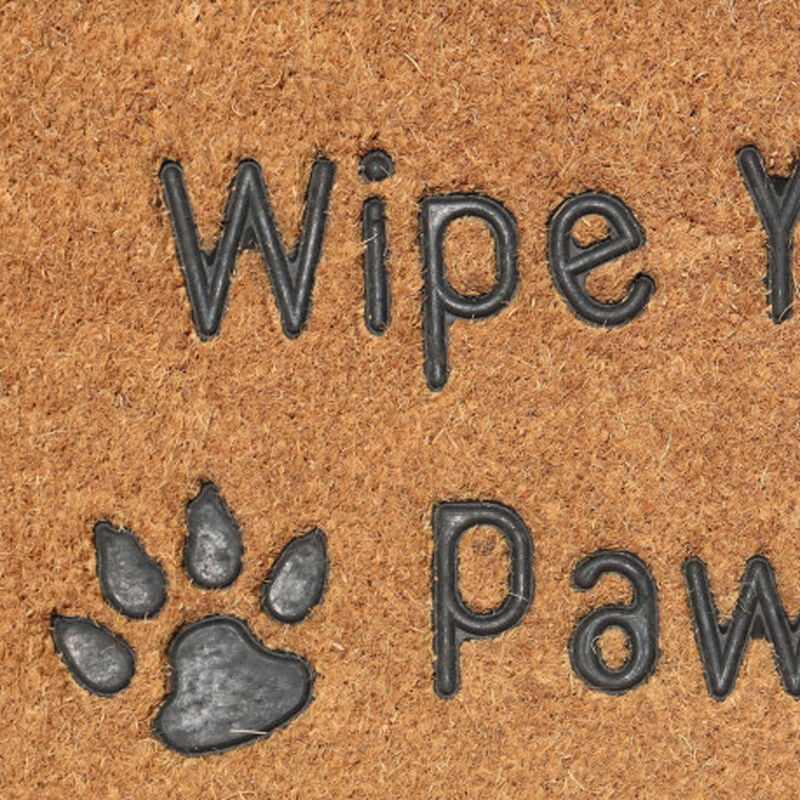 HomeRoots 18" X 30" Beige and Gray Coir Wipe Your Paws Outdoor Door Mat image number 2