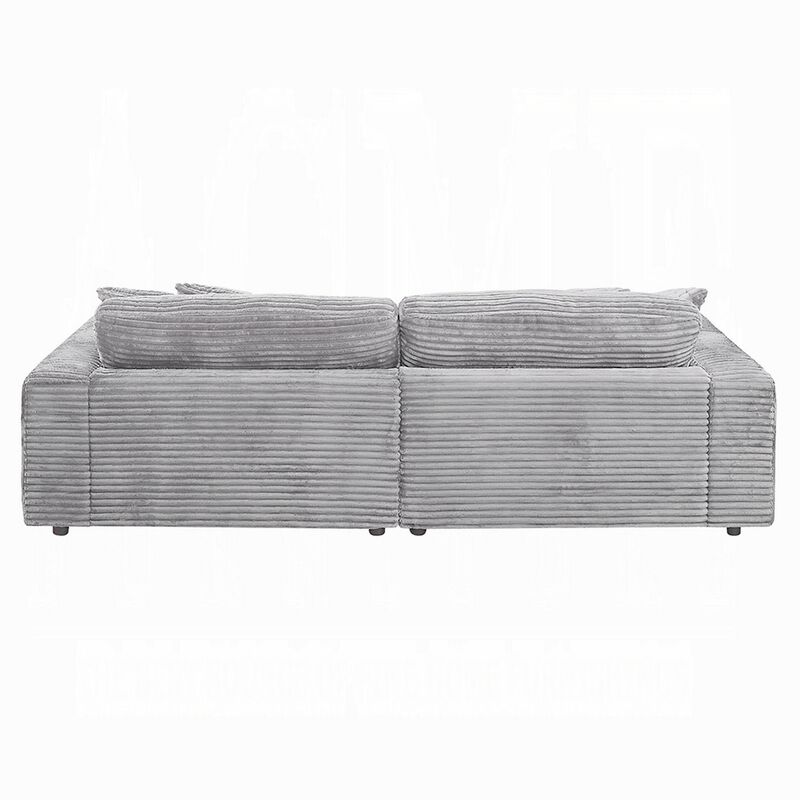Liny 2pc Sectional Sofa Daybed Set, 4 Throw Pillows, Light Gray Velvet