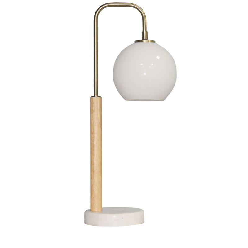 ELEMENT ACE Modern Nordic Globe Lampshade Table Lamp with Stable Base for Bedroom Bedside, Study Desk, Living Room, Office Decor & Warm Ambient Lighting image number 0