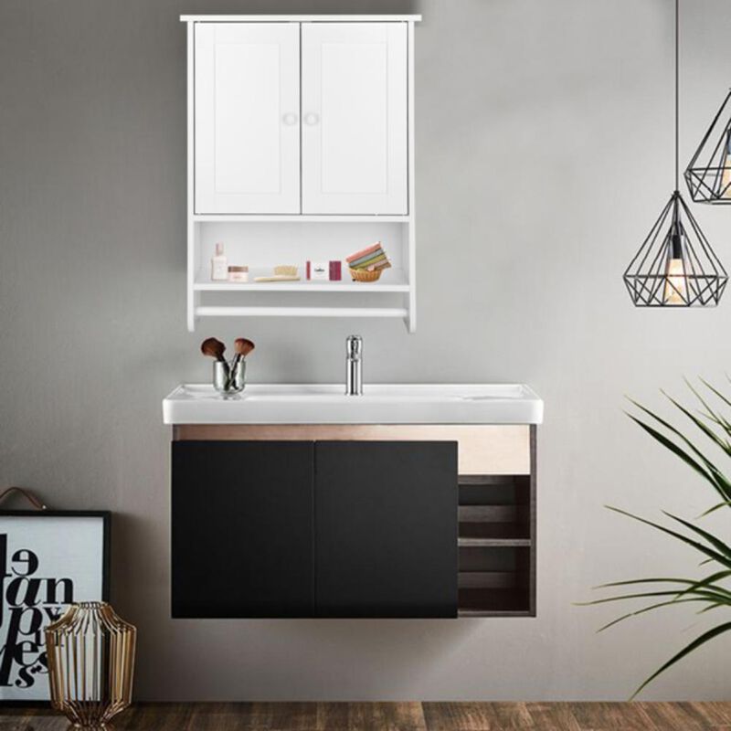 Wall Hanging Cabinet with Two Doors Wall Washer Storage Cabinet for Space-Saving Organization