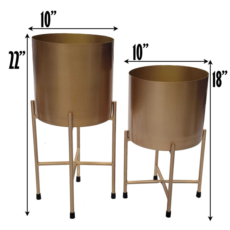 Contemporary Black Metal 9 Inches Tall Table Flower Planter Pot with Stand, Perfect for Adding a Touch of Elegance and Style to your Entryway, Living Room, Kitchen, or Dining Room