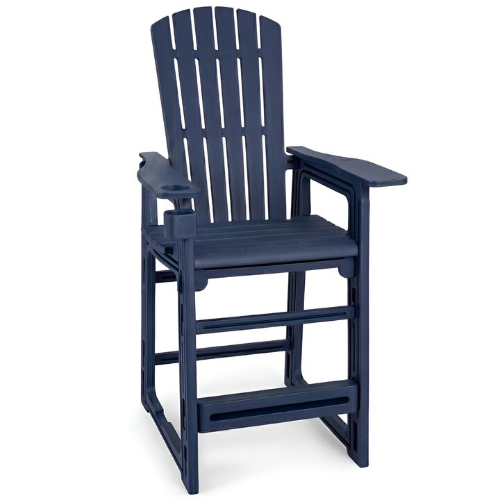29 Inch Outdoor Counter Height Bar Stool with Backrest and Armrests