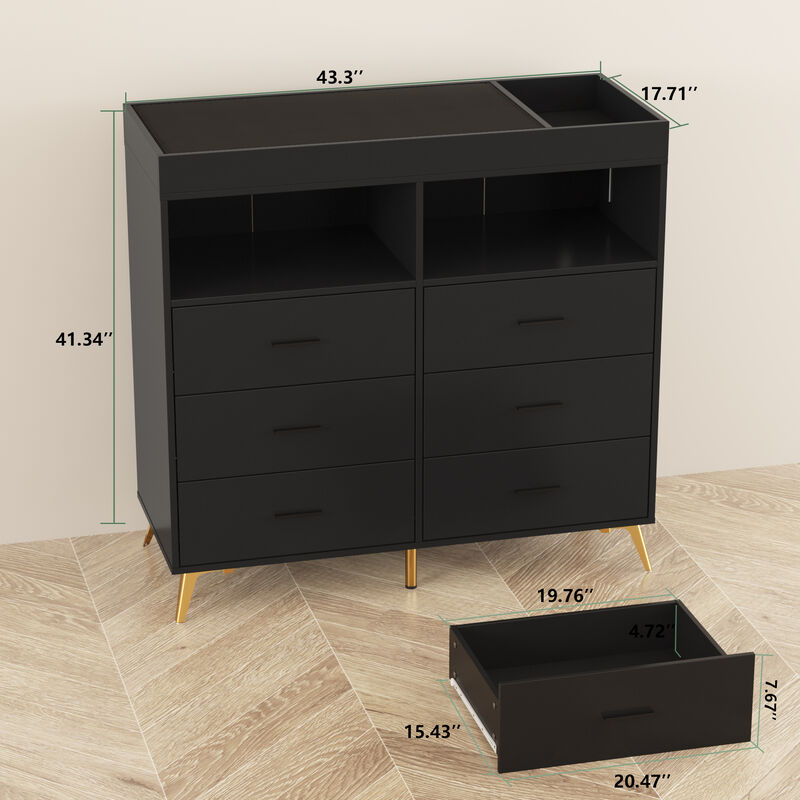 LED Light & Power Outlet Baby Changing Table Dresser image number 5