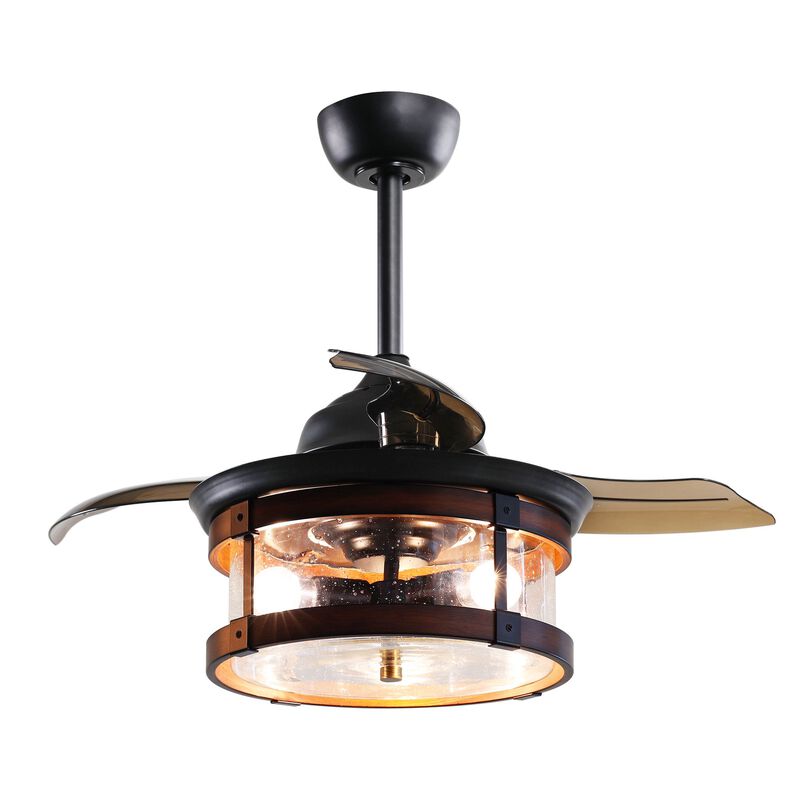 36 in. Industrial Retractable 3 Blades Ceiling Fan Chandelier with Remote