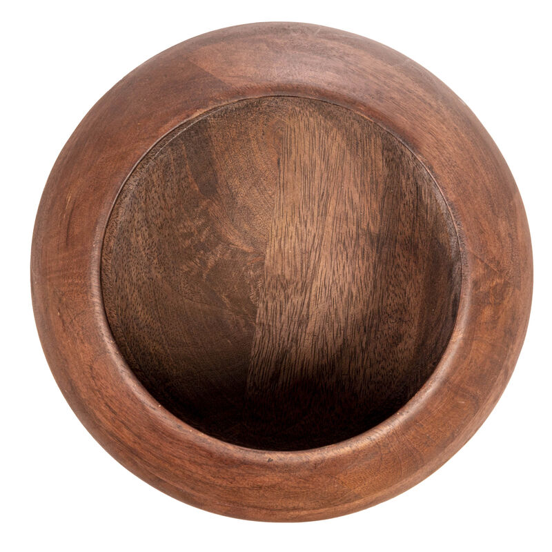 Modern Round Wood Bowl, Walnut Finish image number 4