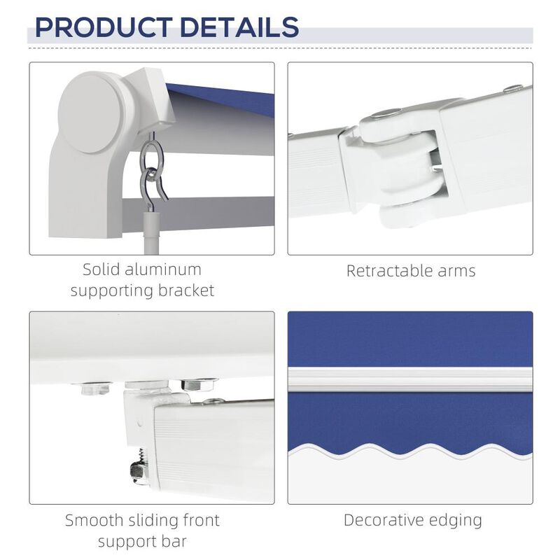 Hivvago Manual Retractable Patio Awning 13' x 8' with UV Protection image number 7